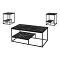 Monarch Specialties Table Set, 3pcs Set, Coffee, End, Side, Accent, Living Room, Metal, Laminate, Black Marble Look I 7964P